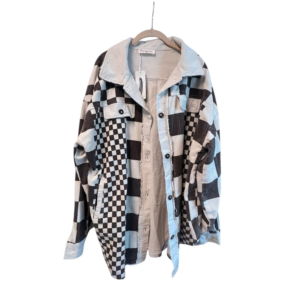 Impressions Patchwork Utility Jacket in Brown and… - image 5